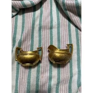 Vtg Osborne Porcelain 22 Kt Gold Hand Decorated Floral Creamer & Sugar Set